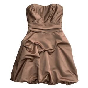 DAVIDS BRIDAL Light Brown Strapless Mini Formal Gown Size 4